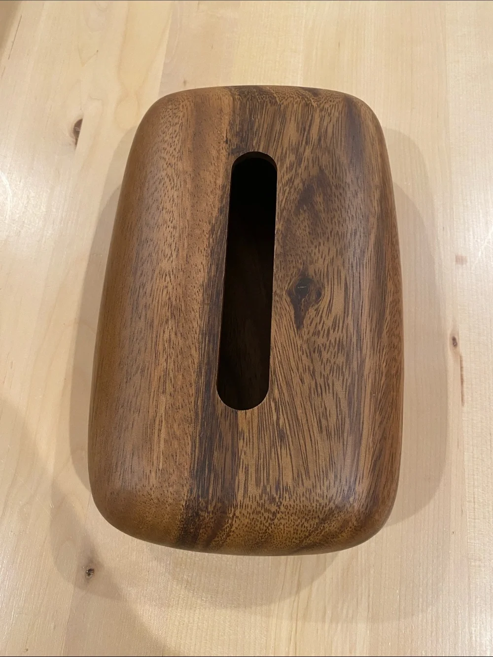 Wooden Tissue Box Cover - Rich Brown Grain